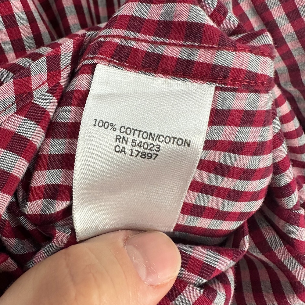 Banana Republic Shirt Mens L Burgundy Check Preppy Academia Quiet Luxury Cotton - Picture 3 of 7
